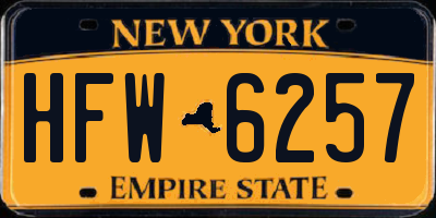 NY license plate HFW6257
