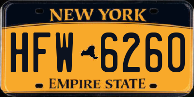 NY license plate HFW6260