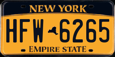 NY license plate HFW6265
