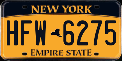 NY license plate HFW6275