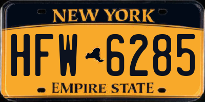 NY license plate HFW6285