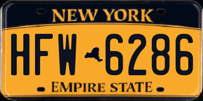 NY license plate HFW6286