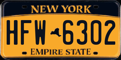 NY license plate HFW6302