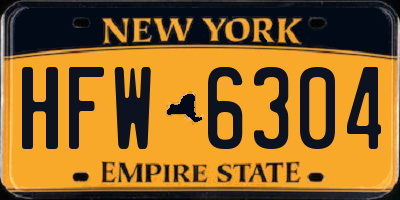 NY license plate HFW6304