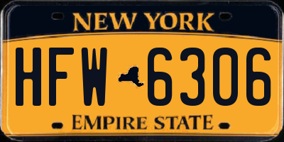 NY license plate HFW6306