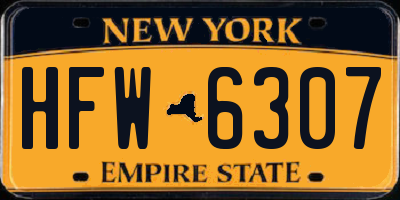 NY license plate HFW6307