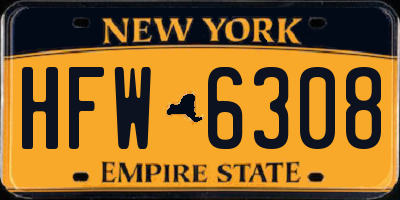 NY license plate HFW6308
