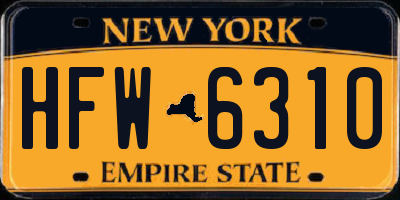 NY license plate HFW6310