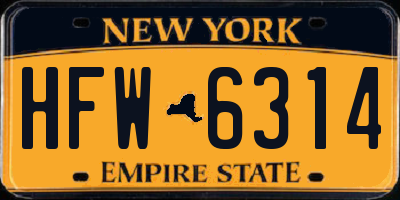 NY license plate HFW6314