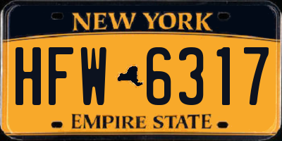 NY license plate HFW6317