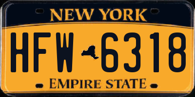 NY license plate HFW6318
