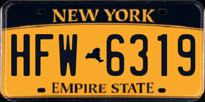 NY license plate HFW6319