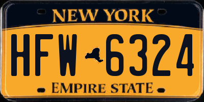 NY license plate HFW6324