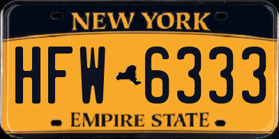 NY license plate HFW6333