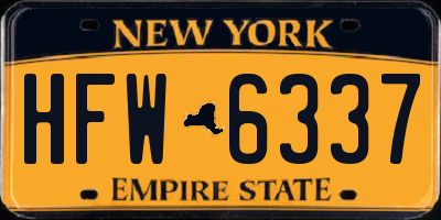 NY license plate HFW6337