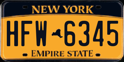 NY license plate HFW6345