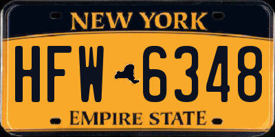 NY license plate HFW6348