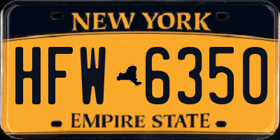NY license plate HFW6350