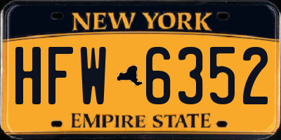 NY license plate HFW6352