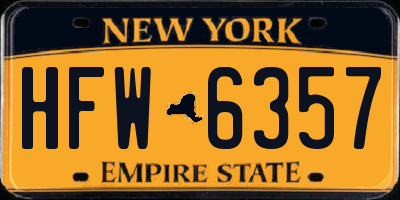 NY license plate HFW6357