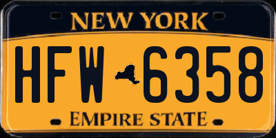 NY license plate HFW6358