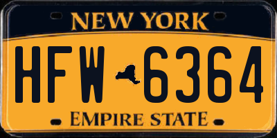 NY license plate HFW6364