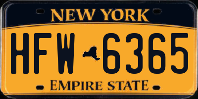 NY license plate HFW6365