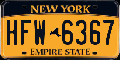 NY license plate HFW6367
