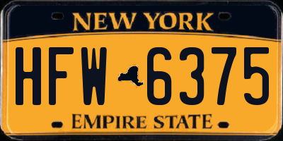 NY license plate HFW6375