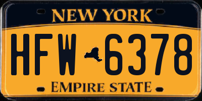 NY license plate HFW6378