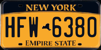 NY license plate HFW6380