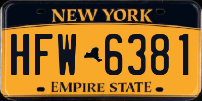 NY license plate HFW6381