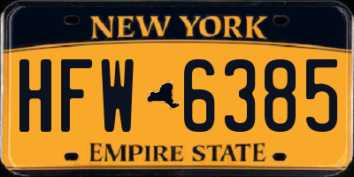 NY license plate HFW6385
