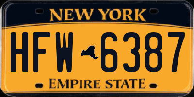 NY license plate HFW6387