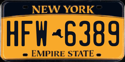 NY license plate HFW6389
