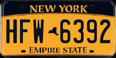 NY license plate HFW6392