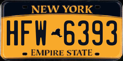 NY license plate HFW6393