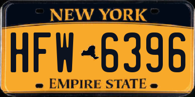 NY license plate HFW6396