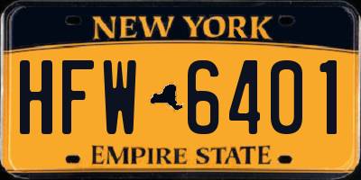 NY license plate HFW6401