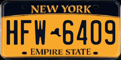 NY license plate HFW6409