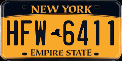 NY license plate HFW6411