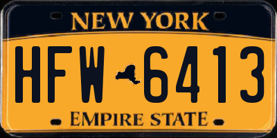 NY license plate HFW6413