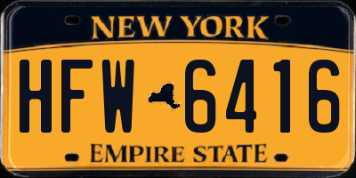 NY license plate HFW6416