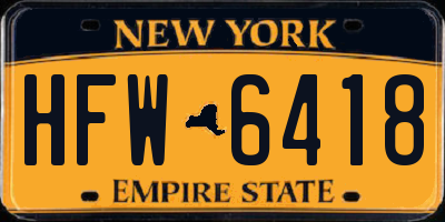 NY license plate HFW6418