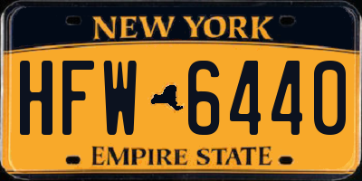 NY license plate HFW6440