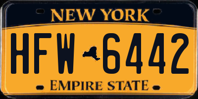 NY license plate HFW6442