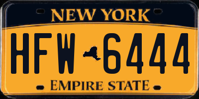 NY license plate HFW6444