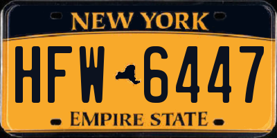 NY license plate HFW6447