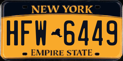 NY license plate HFW6449