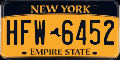 NY license plate HFW6452